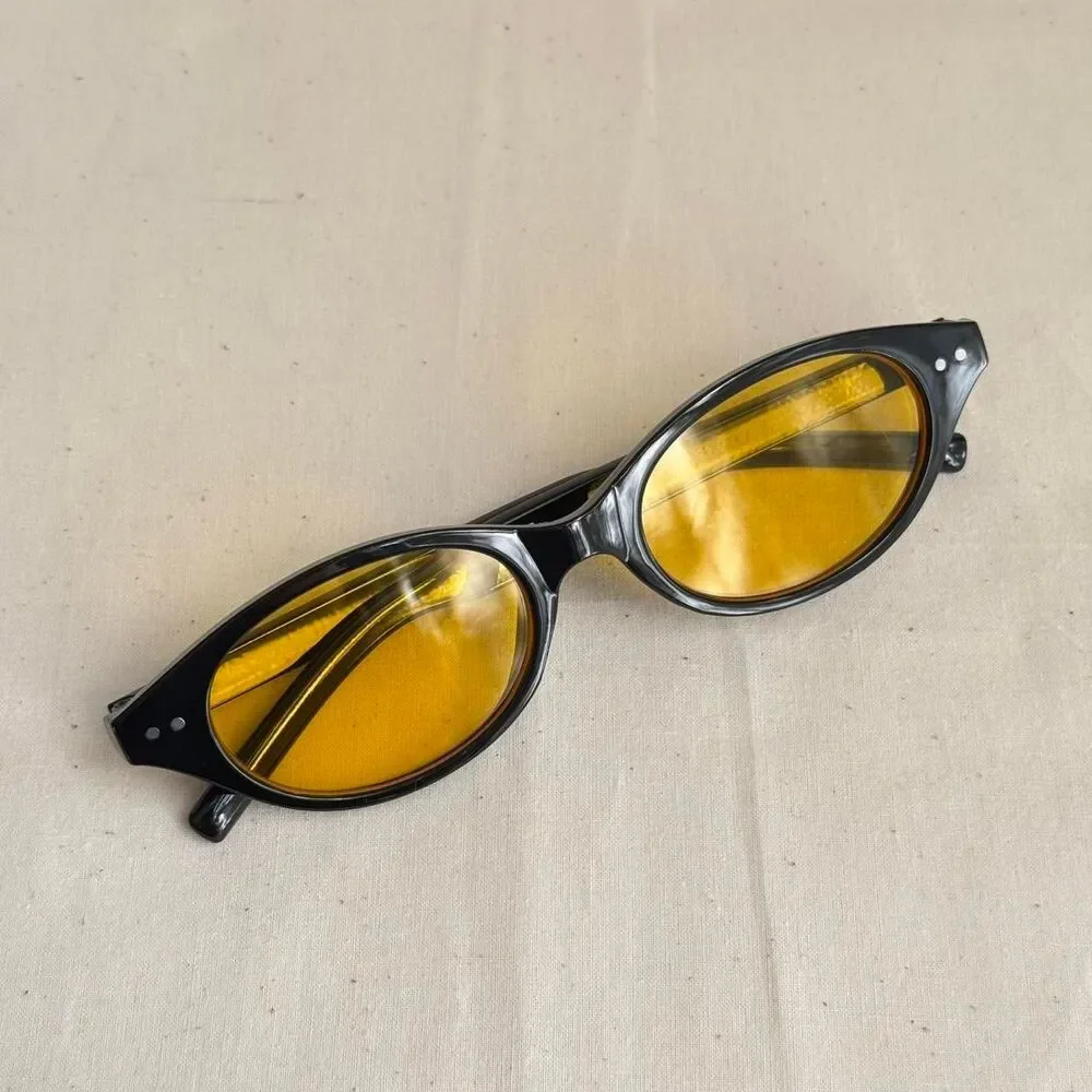 y2k sporty black round aviator sunglasses
